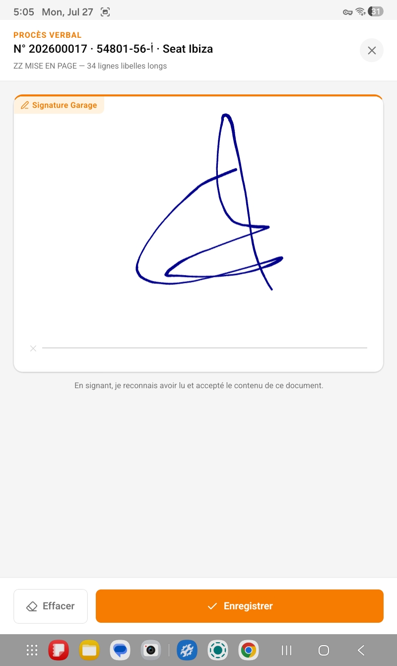 App mobile — signature numérique